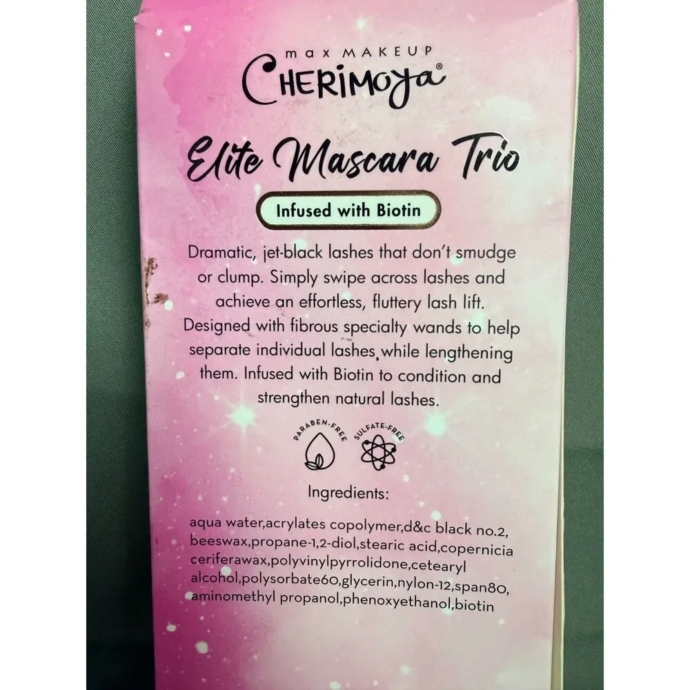NIB Cherimoya Elite Mascara Trio Infused With Biotin 0.41oz/ 12ml